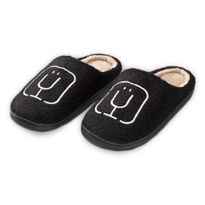 BruMate Fuzzy Slippers | Black - Soft Step