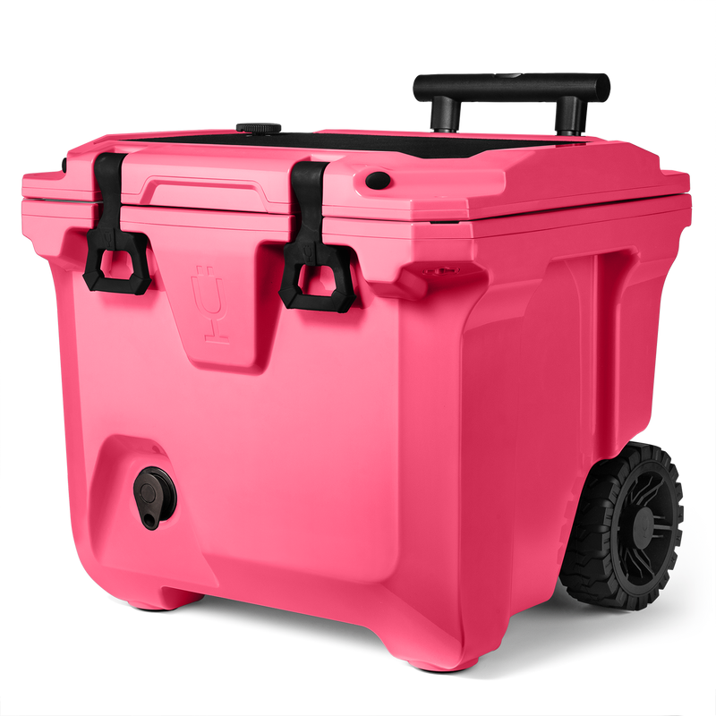Br Tank 35-Quart Rolling Cooler | Neon Pink - Patio Tailgate Carry