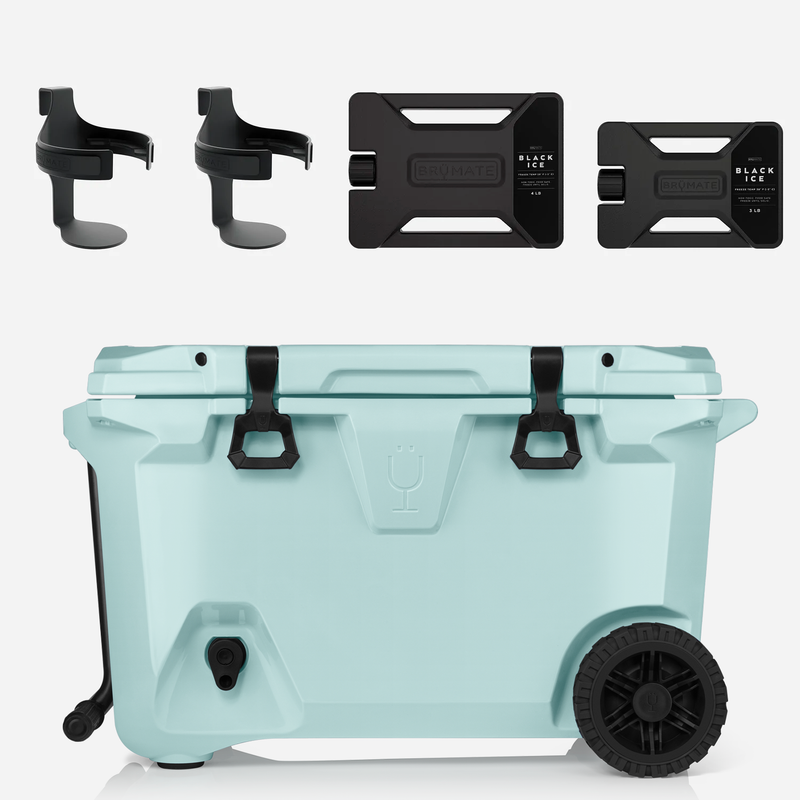 Br Tank 55-Quart Double Drink Holder Cooler Bundle | Blue Agave - Table Picnic Collection