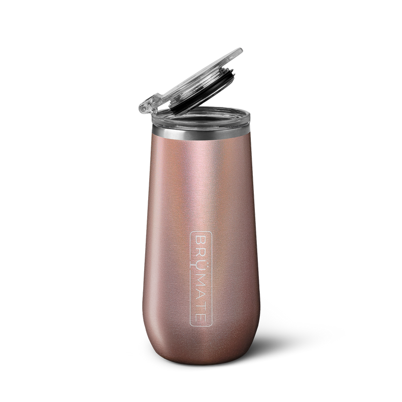 Champagne Flute | Glitter Rose Gold | 12oz - Sunset Dinner Toast