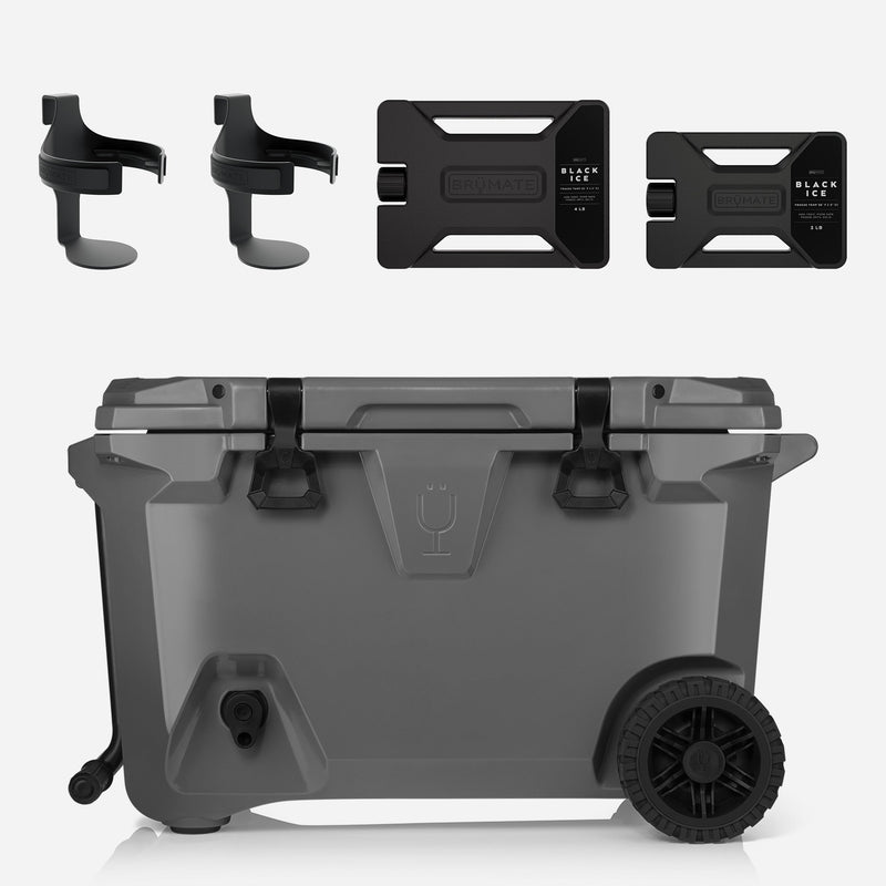 Br Tank 55-Quart Double Drink Holder Cooler Bundle | Charcoal - Party Table Carry